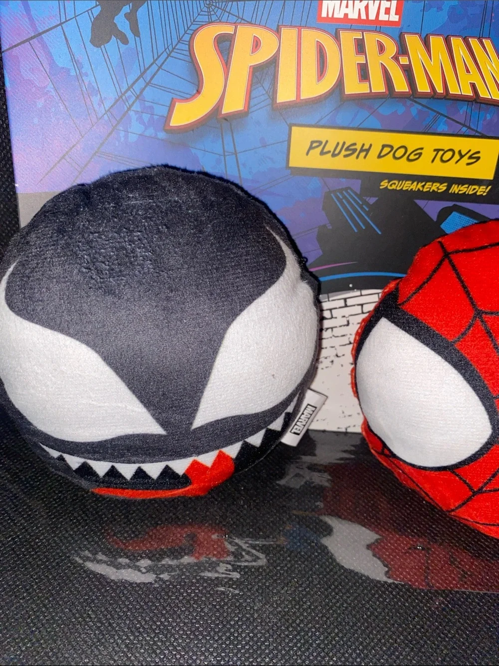Marvel Spider-Man & Venom Plush Dog Toys - Red, Black & White